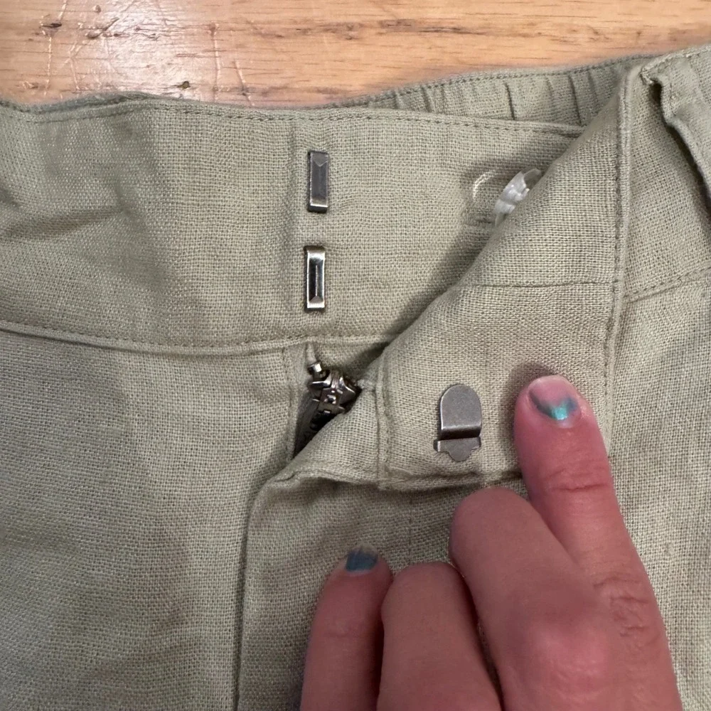 A New Day Womens Wide Leg Linen Blend Pleated Pants Sage Green Size 18 Regular